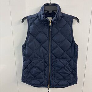 J. Crew Women's Quilted Down Puffer Vest Jacket Size XS Navy Blue X-Small 92465